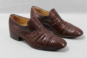 Vintage Traversi by Fratelli Exotic Lizard Leather Loafers Men's 7.5 Dress Shoes